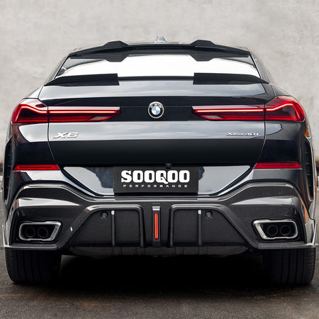 SOOQOO Diffuser SOOQOO BMW X6 G06 Rear Diffuser W/Brake Light In Prepreg Carbon Fiber