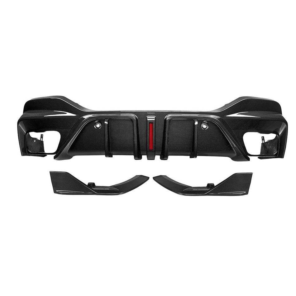 SOOQOO Diffuser SOOQOO BMW X6 G06 Rear Diffuser W/Brake Light In Prepreg Carbon Fiber