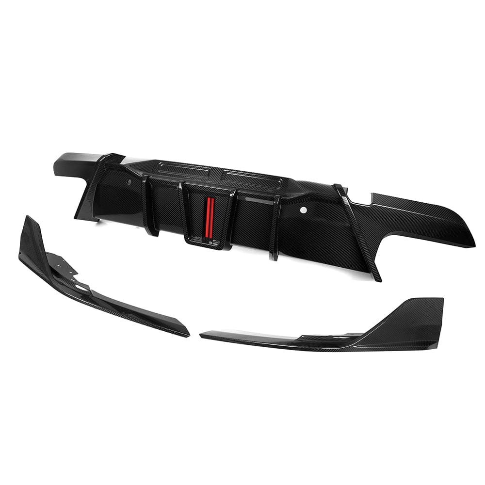 SOOQOO Diffuser SOOQOO BMW X6M F96 Rear Diffuser W/Brake Light In Prepreg Carbon FIber
