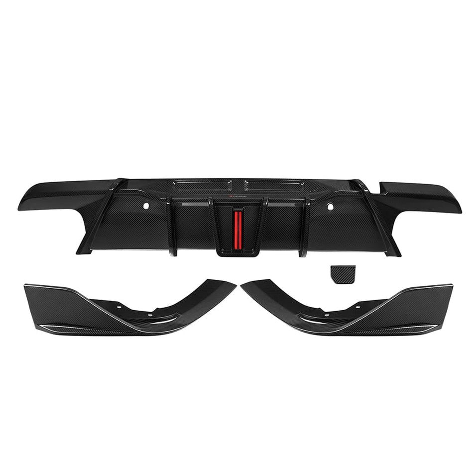 SOOQOO Diffuser SOOQOO BMW X6M F96 Rear Diffuser W/Brake Light In Prepreg Carbon FIber