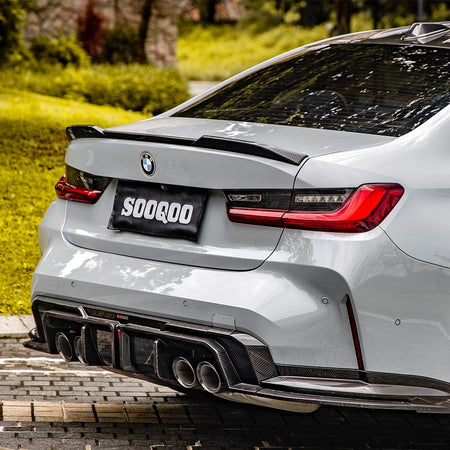 SOOQOO Diffuser SOOQOO V1 BMW M3 G80 Rear Diffuser W/Brake Light In Prepreg Carbon Fiber