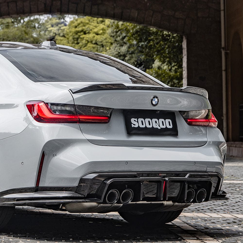 SOOQOO Diffuser SOOQOO V1 BMW M3 G80 Rear Diffuser W/Brake Light In Prepreg Carbon Fiber