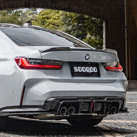SOOQOO Diffuser SOOQOO V1 BMW M3 G80 Rear Diffuser W/Brake Light In Prepreg Carbon Fiber