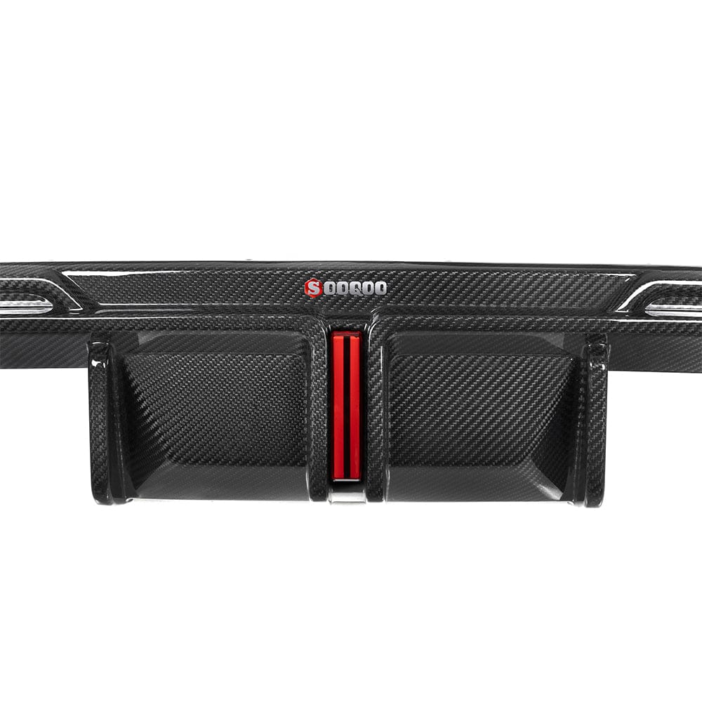 SOOQOO Diffuser SOOQOO V1 BMW M3 G80 Rear Diffuser W/Brake Light In Prepreg Carbon Fiber