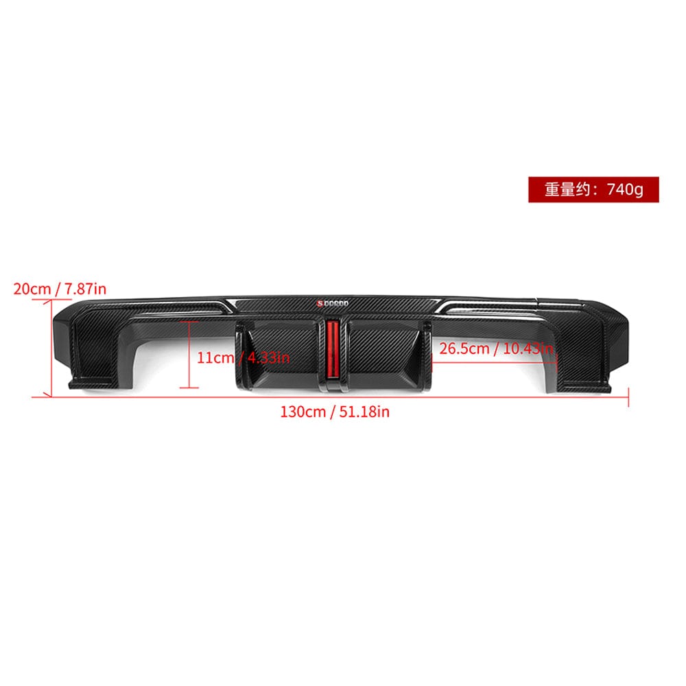 SOOQOO Diffuser SOOQOO V1 BMW M3 G80 Rear Diffuser W/Brake Light In Prepreg Carbon Fiber