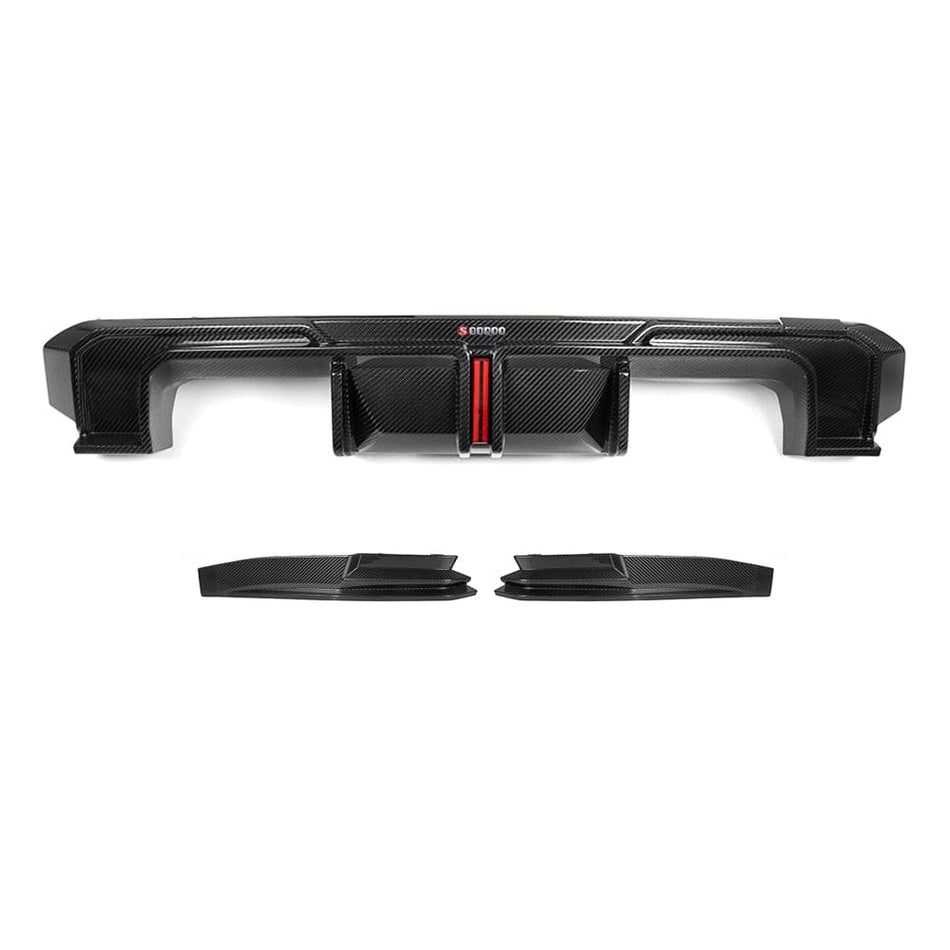 SOOQOO Diffuser SOOQOO V1 BMW M3 G80 Rear Diffuser W/Brake Light In Prepreg Carbon Fiber