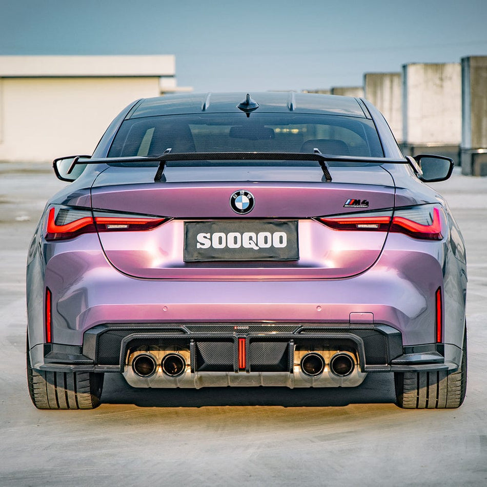 SOOQOO Diffuser SOOQOO V1 BMW M4 G82 Rear Diffuser W/Brake Light In Prepreg Carbon Fiber