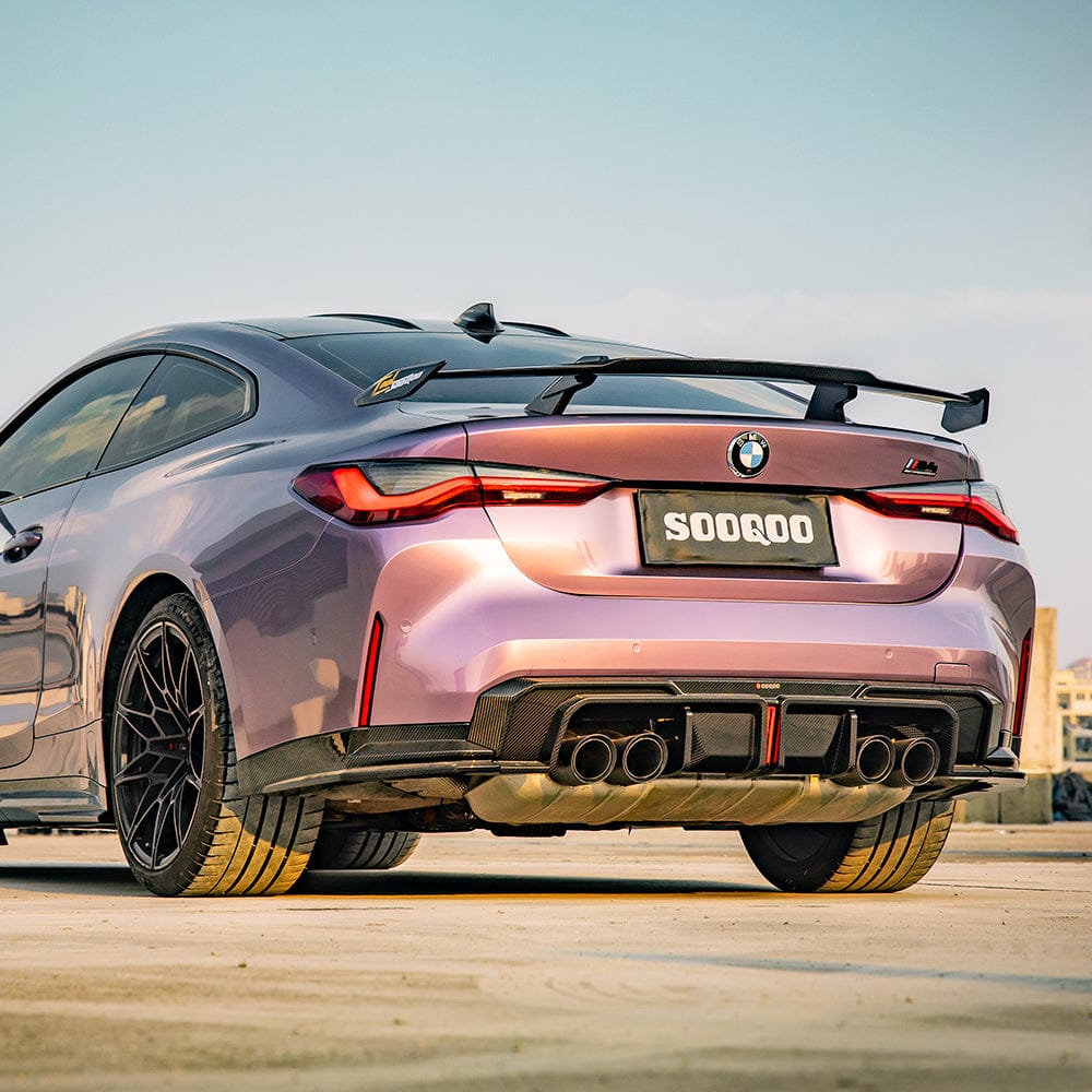 SOOQOO Diffuser SOOQOO V1 BMW M4 G82 Rear Diffuser W/Brake Light In Prepreg Carbon Fiber