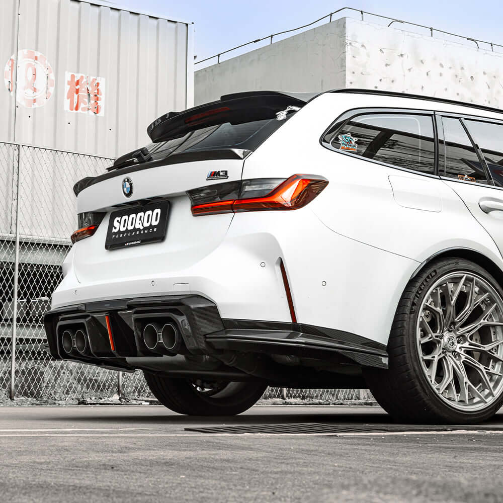 SOOQOO Diffuser SOOQOO V2 BMW M3 G80 Rear Diffuser W/Brake Light In Prepreg Carbon Fiber