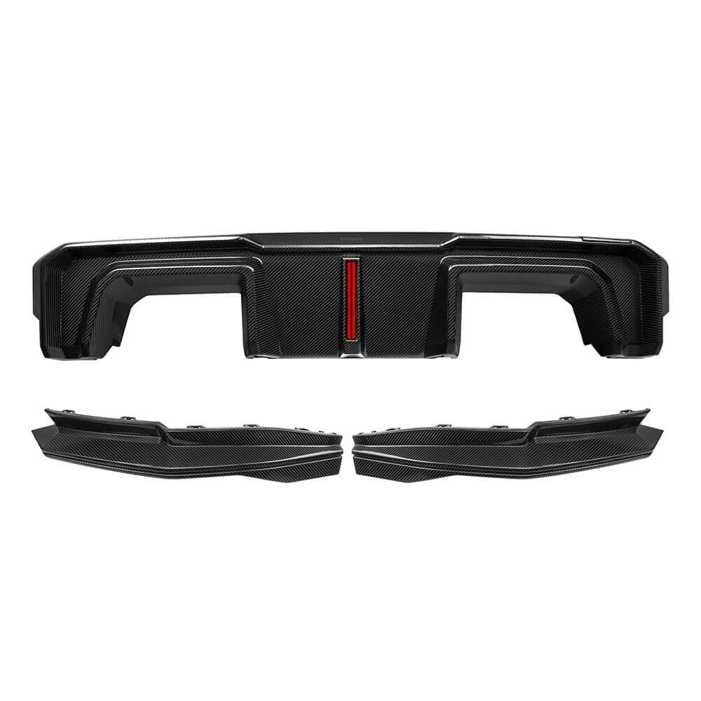 SOOQOO Diffuser SOOQOO V2 BMW M3 G80 Rear Diffuser W/Brake Light In Prepreg Carbon Fiber