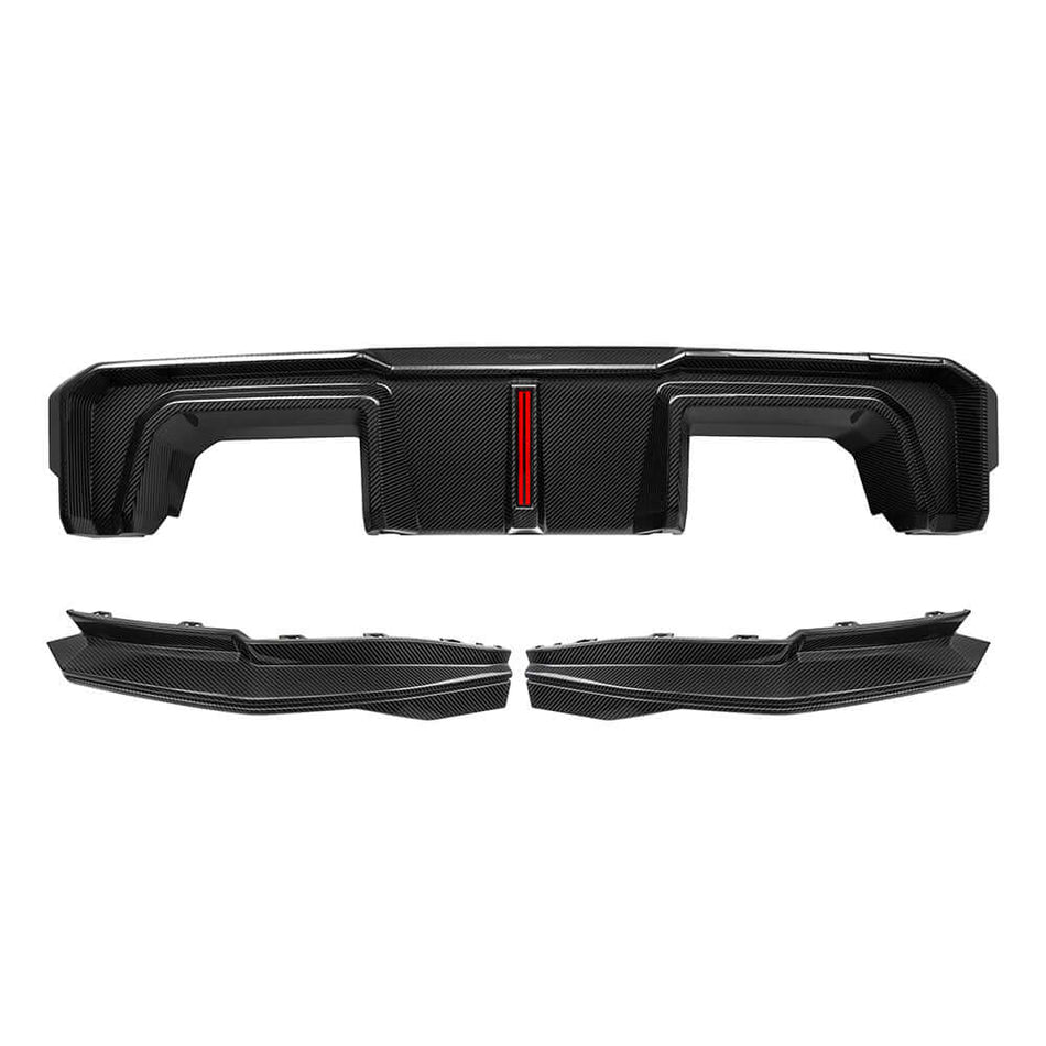 SOOQOO Diffuser SOOQOO V2 BMW M3 G80 Rear Diffuser W/Brake Light In Prepreg Carbon Fiber