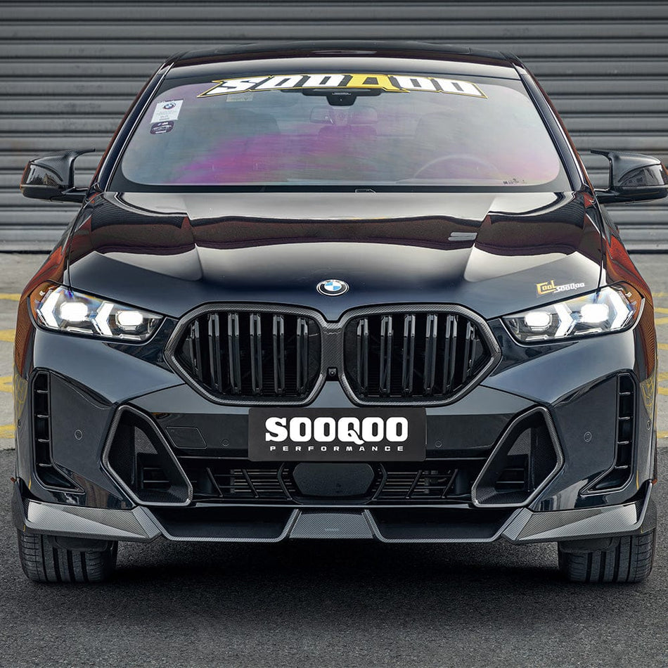 SOOQOO Front Lip SOOQOO BMW X6 G06 Facelift Front Lip In Prepreg Carbon Fiber