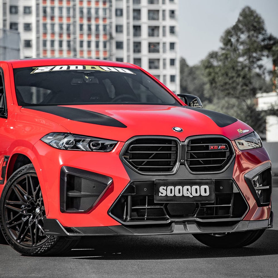 SOOQOO Front Lip SOOQOO BMW X6M F96 LCI Front Lip In Prepreg Carbon Fiber