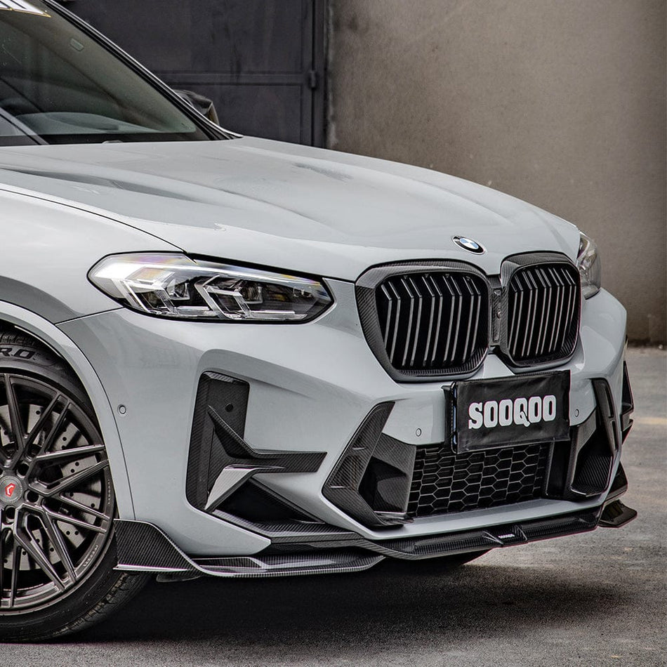 SOOQOO Front Lip SOOQOO V1 BMW X3M F97 LCI Front Lip In Prepreg Carbon Fiber