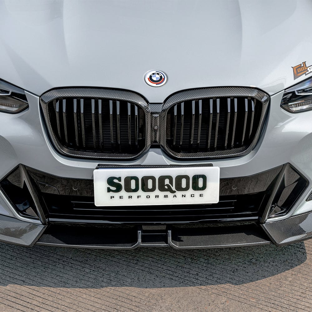 SOOQOO Front Lip SOOQOO V2 BMW X3 G01 X4 G02 LCI Front Lip In Prepreg Carbon Fiber