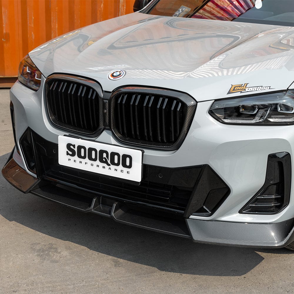 SOOQOO Front Lip SOOQOO V2 BMW X3 G01 X4 G02 LCI Front Lip In Prepreg Carbon Fiber