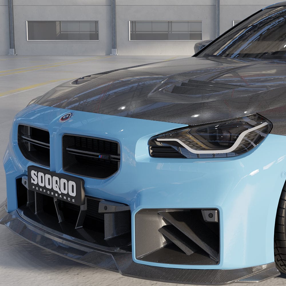 SOOQOO Hood SOOQOO BMW M2 G87 Vented Hood In Prepreg Carbon Fiber