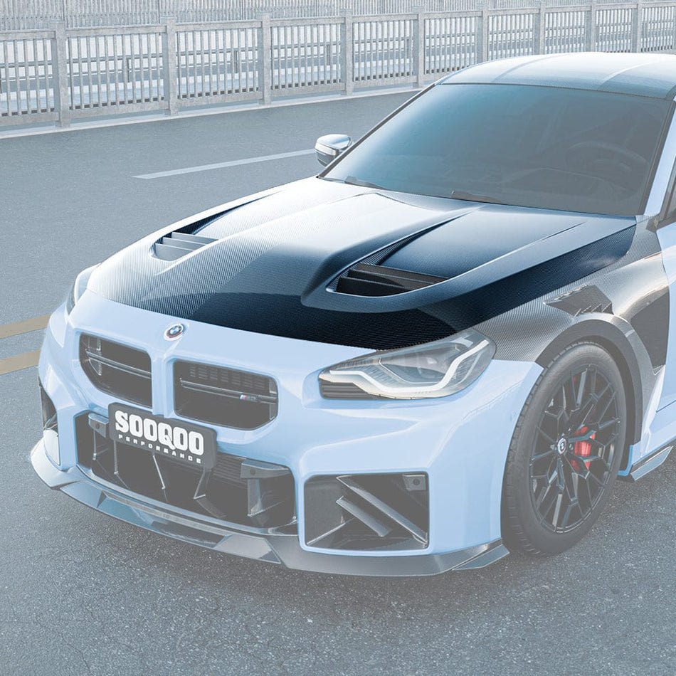 SOOQOO Hood SOOQOO BMW M2 G87 Vented Hood In Prepreg Carbon Fiber