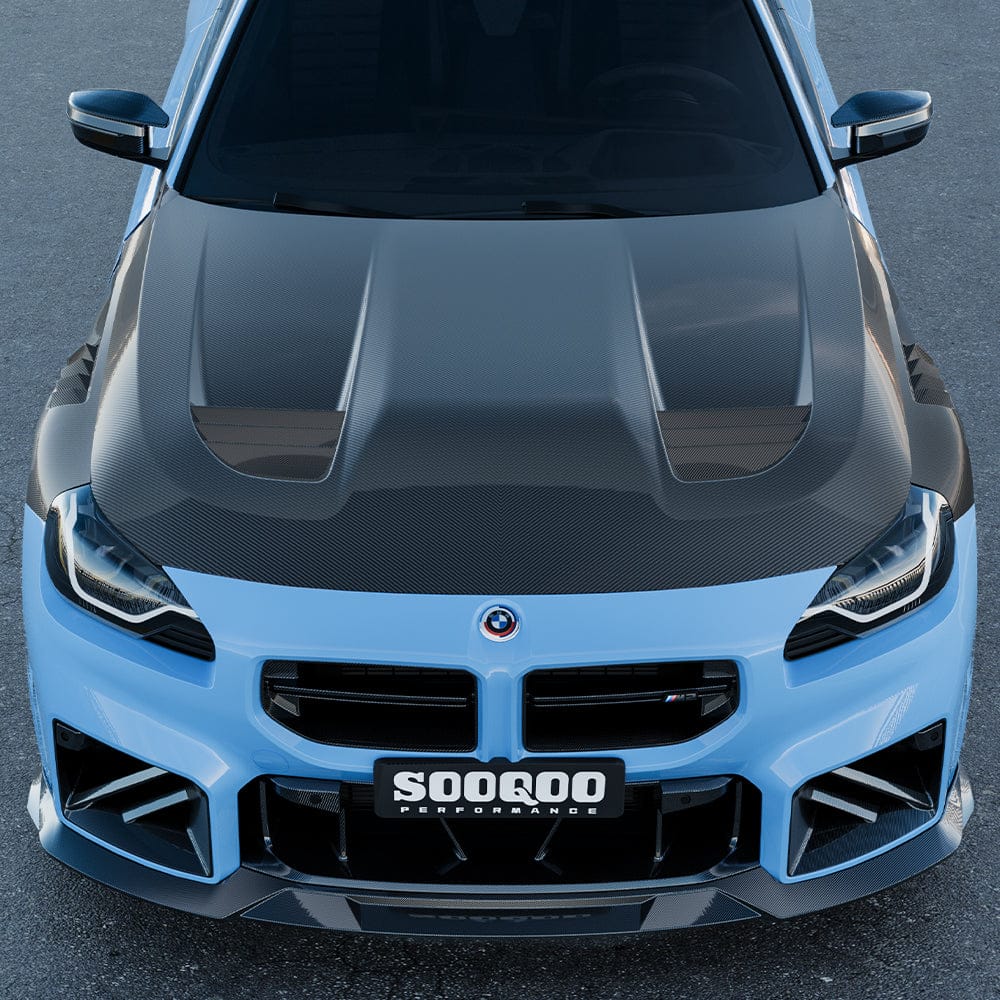 SOOQOO Hood SOOQOO BMW M2 G87 Vented Hood In Prepreg Carbon Fiber