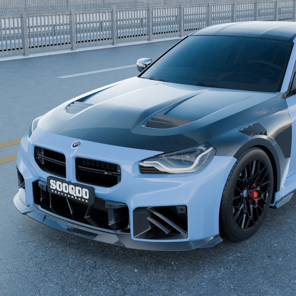 SOOQOO Hood SOOQOO BMW M2 G87 Vented Hood In Prepreg Carbon Fiber
