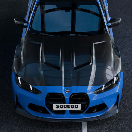 SOOQOO Hood SOOQOO BMW M3 G80 M4 G82 Vented Hood In Prepreg Carbon Fiber
