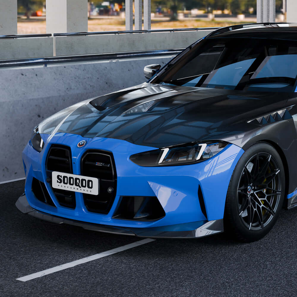 SOOQOO Hood SOOQOO BMW M3 G80 M4 G82 Vented Hood In Prepreg Carbon Fiber