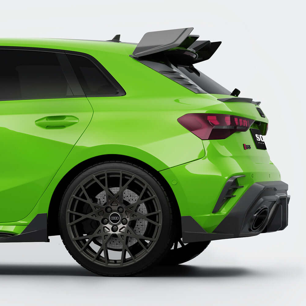 SOOQOO Misc. Exterior SOOQOO AUDI RS3 8Y Rear Bumper Inserts In Prepreg Carbon Fiber