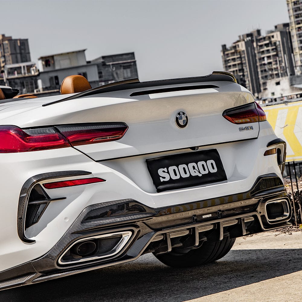 SOOQOO Misc. Exterior SOOQOO BMW 8 Series G14 Rear Bumper Insert In Prepreg Carbon Fiber