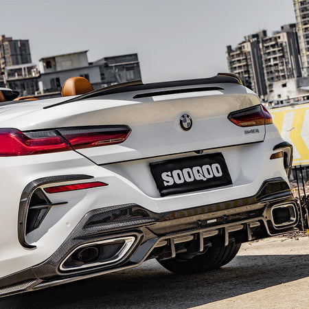SOOQOO Misc. Exterior SOOQOO BMW 8 Series G14 Rear Bumper Insert In Prepreg Carbon Fiber