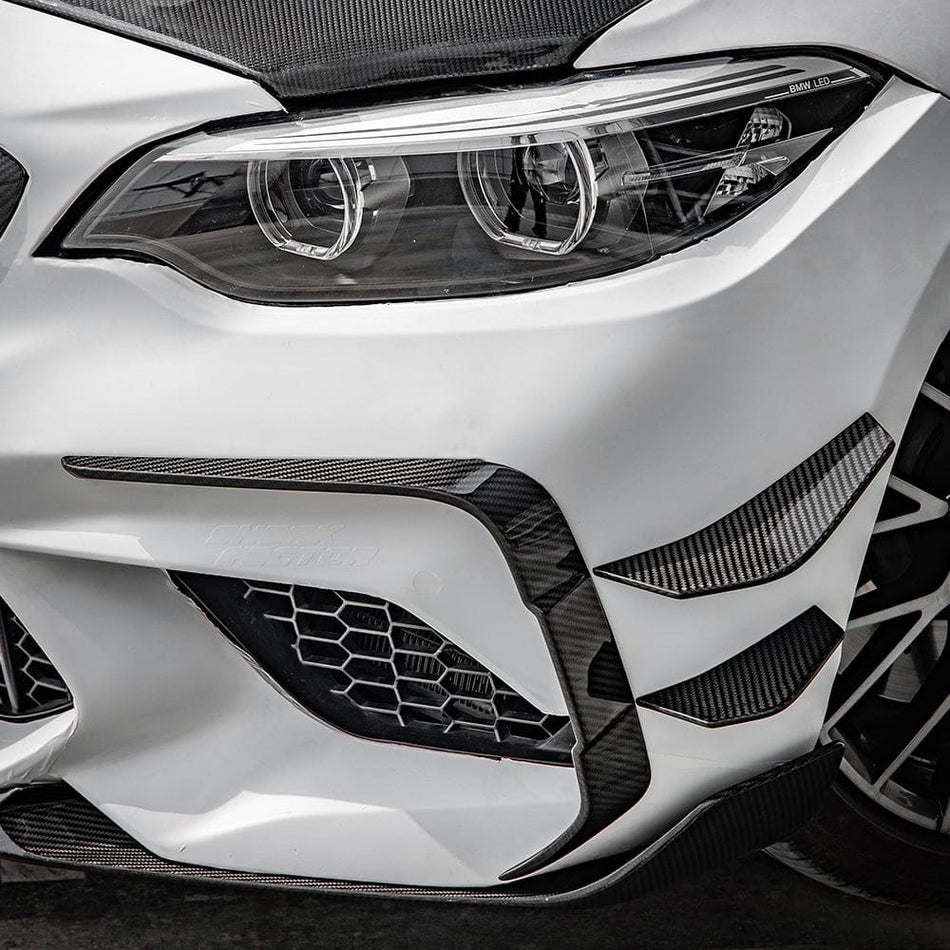 SOOQOO Misc. Exterior SOOQOO BMW M2 F87 LCI Front Bumper Inserts In Prepreg Carbon Fiber