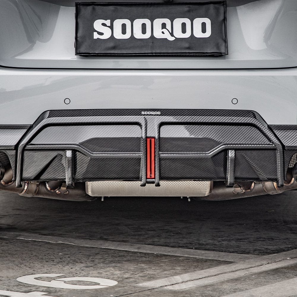 SOOQOO Rear Diffuser SOOQOO BMW 2 Series G42 Rear Diffuser W/brake Light In Prepreg Carbon Fiber
