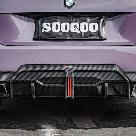 SOOQOO Rear Diffuser SOOQOO BMW 2 Series G42 Rear Diffuser W/brake Light In Prepreg Carbon Fiber