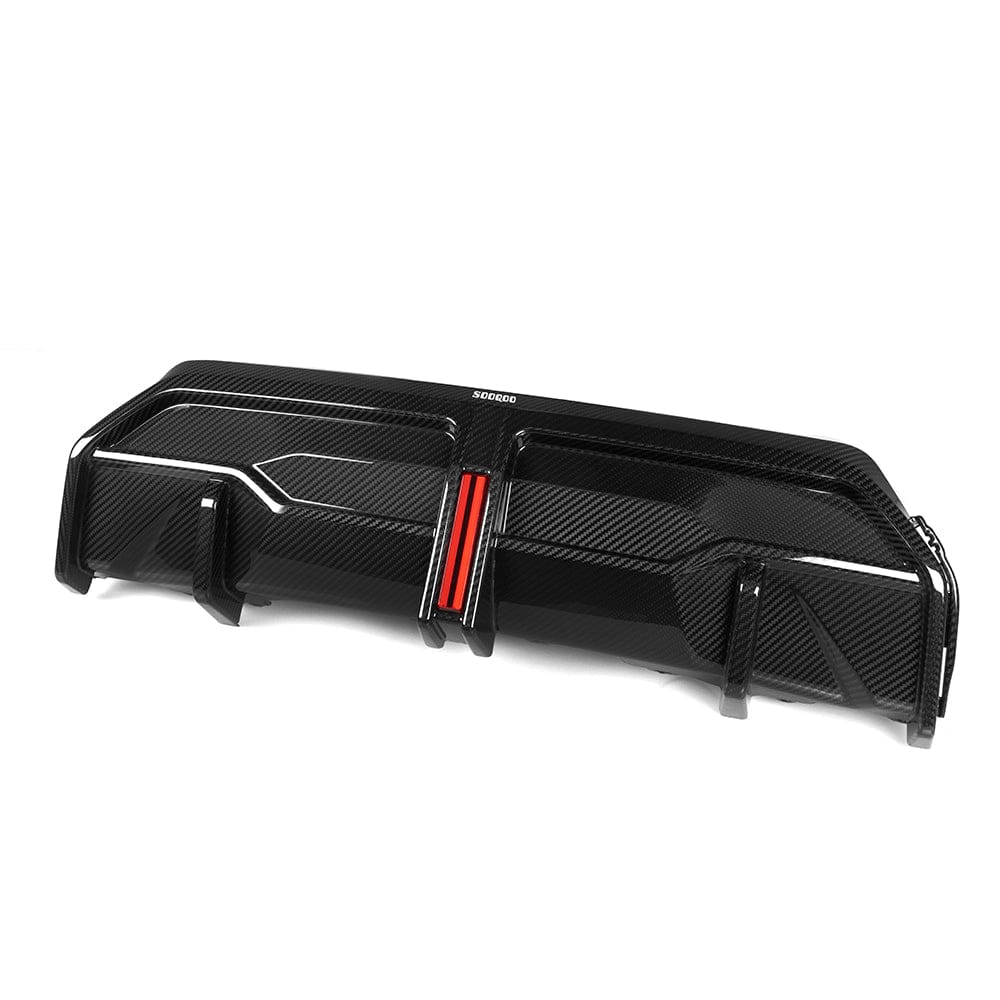SOOQOO Rear Diffuser SOOQOO BMW 2 Series G42 Rear Diffuser W/brake Light In Prepreg Carbon Fiber