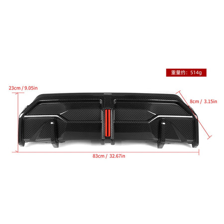 SOOQOO Rear Diffuser SOOQOO BMW 2 Series G42 Rear Diffuser W/brake Light In Prepreg Carbon Fiber