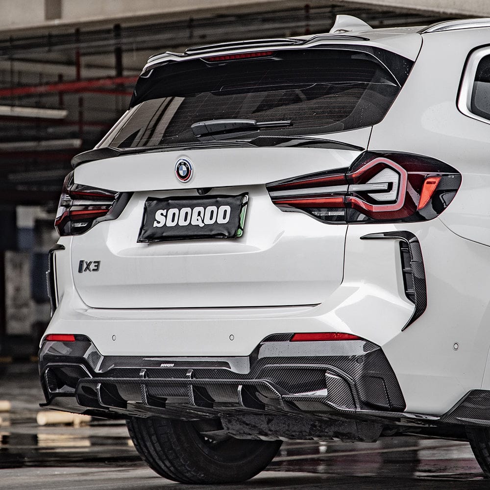 SOOQOO Rear Diffuser SOOQOO BMW iX3 G08 Rear Diffuser In Prepreg Carbon Fiber
