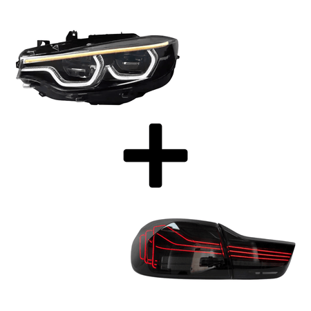 West Coast Euros Bundle Pre-LCI Xenon (2015-2017) / IKON Style White DRL LED Headlights / CSL Laser Style Tail Lights (Black) The Lighting Bundle (Ikon Style Headlights + Choose Tail Light) - F82 M4