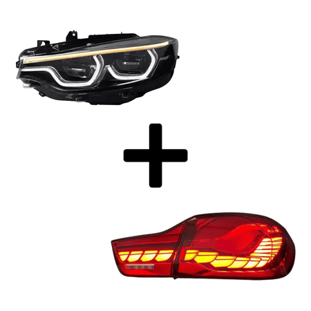 West Coast Euros Bundle Pre-LCI Xenon (2015-2017) / IKON Style White DRL LED Headlights / GTS Oled Style Tail Lights (Red) The Lighting Bundle (Ikon Style Headlights + Choose Tail Light) - F82 M4
