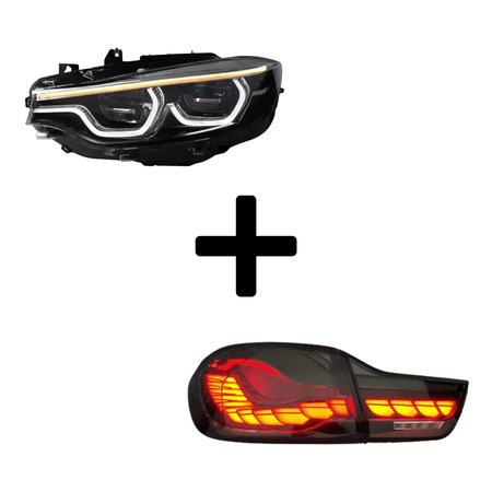West Coast Euros Bundle Pre-LCI Xenon (2015-2017) / IKON Style White DRL LED Headlights / GTS Oled Style Tail Lights (Smoked) The Lighting Bundle (Ikon Style Headlights + Choose Tail Light) - F82 M4