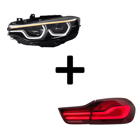 West Coast Euros Bundle Pre-LCI Xenon (2015-2017) / IKON Style White DRL LED Headlights / LCI Blackline Style Tail Lights The Lighting Bundle (Ikon Style Headlights + Choose Tail Light) - F82 M4