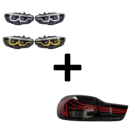 West Coast Euros Bundle Pre-LCI Xenon (2015-2017) / IKON Style Yellow / White Color Switching LED Headlights / CSL Laser Style Tail Lights (Black) The Lighting Bundle (Ikon Style Headlights + Choose Tail Light) - F82 M4