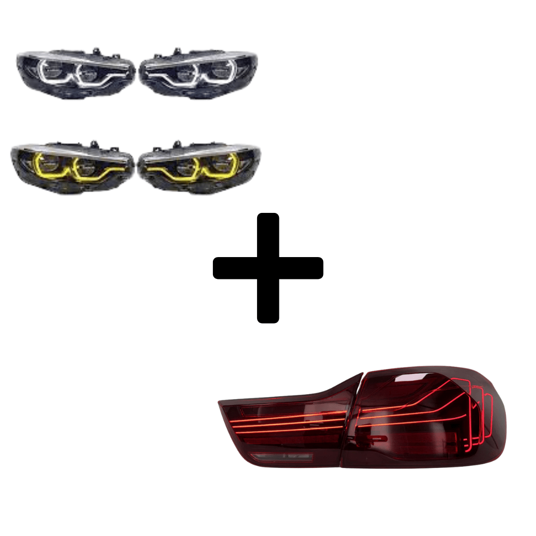 West Coast Euros Bundle Pre-LCI Xenon (2015-2017) / IKON Style Yellow / White Color Switching LED Headlights / CSL Laser Style Tail Lights (Red) The Lighting Bundle (Ikon Style Headlights + Choose Tail Light) - F82 M4