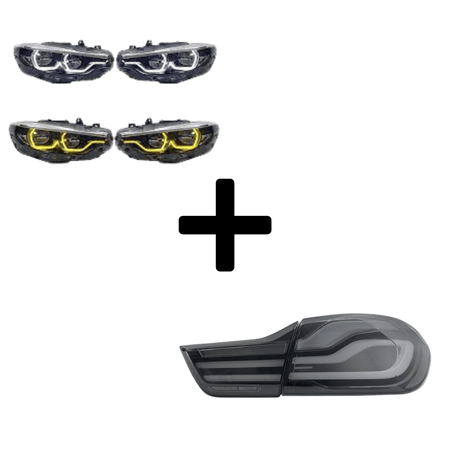 West Coast Euros Bundle Pre-LCI Xenon (2015-2017) / IKON Style Yellow / White Color Switching LED Headlights / LCI Clear Style Tail Lights The Lighting Bundle (Ikon Style Headlights + Choose Tail Light) - F82 M4