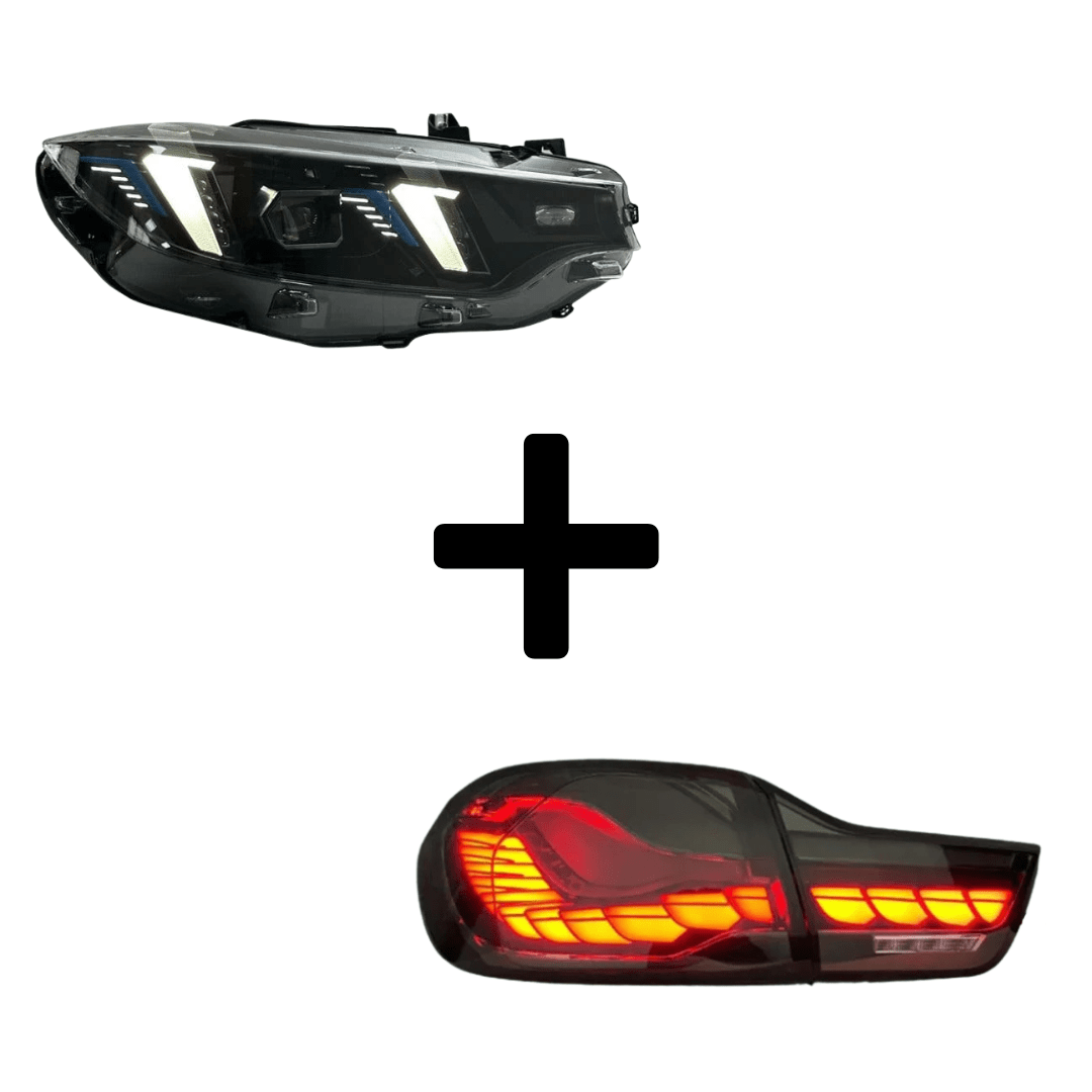 West Coast Euros Bundle Pre-LCI Xenon (2015-2017) / Snake Eye Style Yellow / White Color Switching LED Headlights / GTS Oled Style Tail Lights (Smoked) The Lighting Bundle (Ikon Style Headlights + Choose Tail Light) - F82 M4