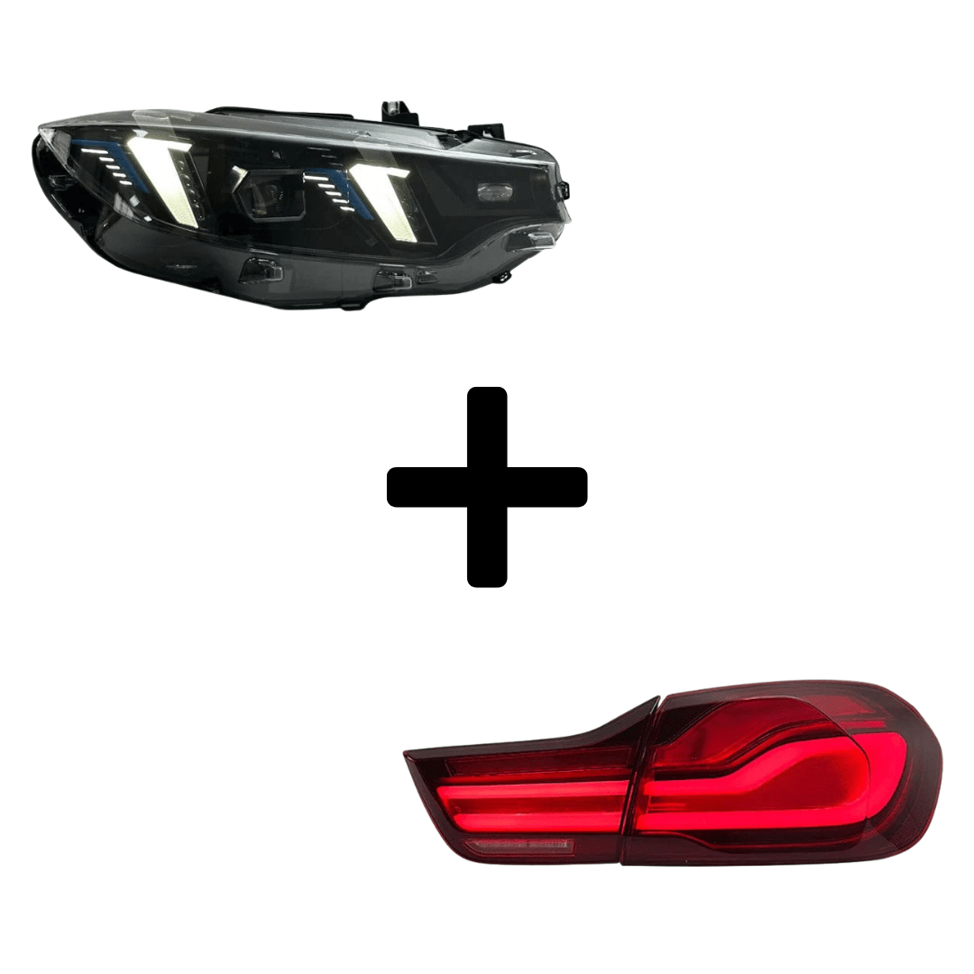 West Coast Euros Bundle Pre-LCI Xenon (2015-2017) / Snake Eye Style Yellow / White Color Switching LED Headlights / LCI Blackline Style Tail Lights The Lighting Bundle (Ikon Style Headlights + Choose Tail Light) - F82 M4