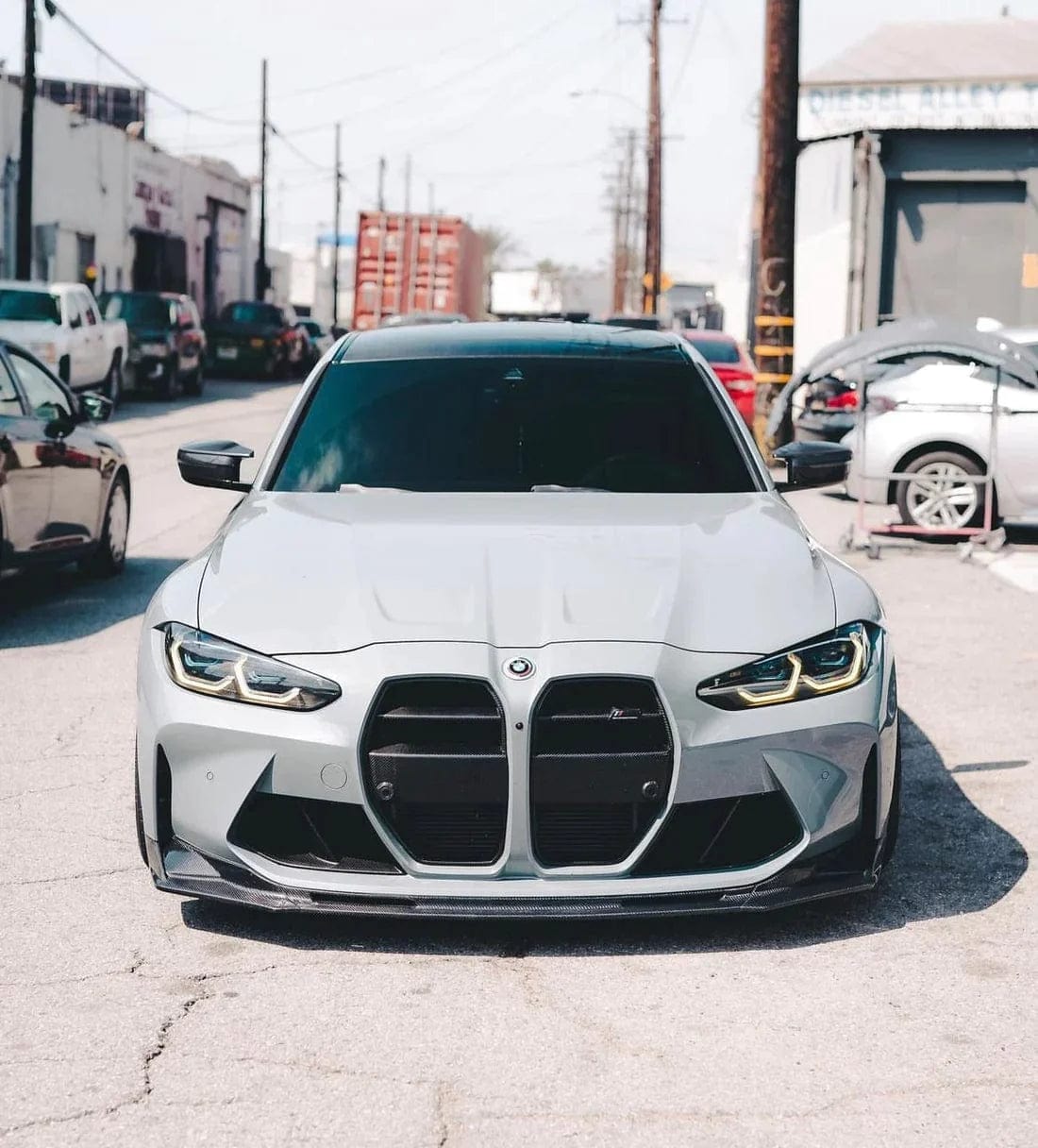 West Coast Euros Front Lip BMW G8x M3 M4 V Style Carbon Fiber Front Lip (3 PC)