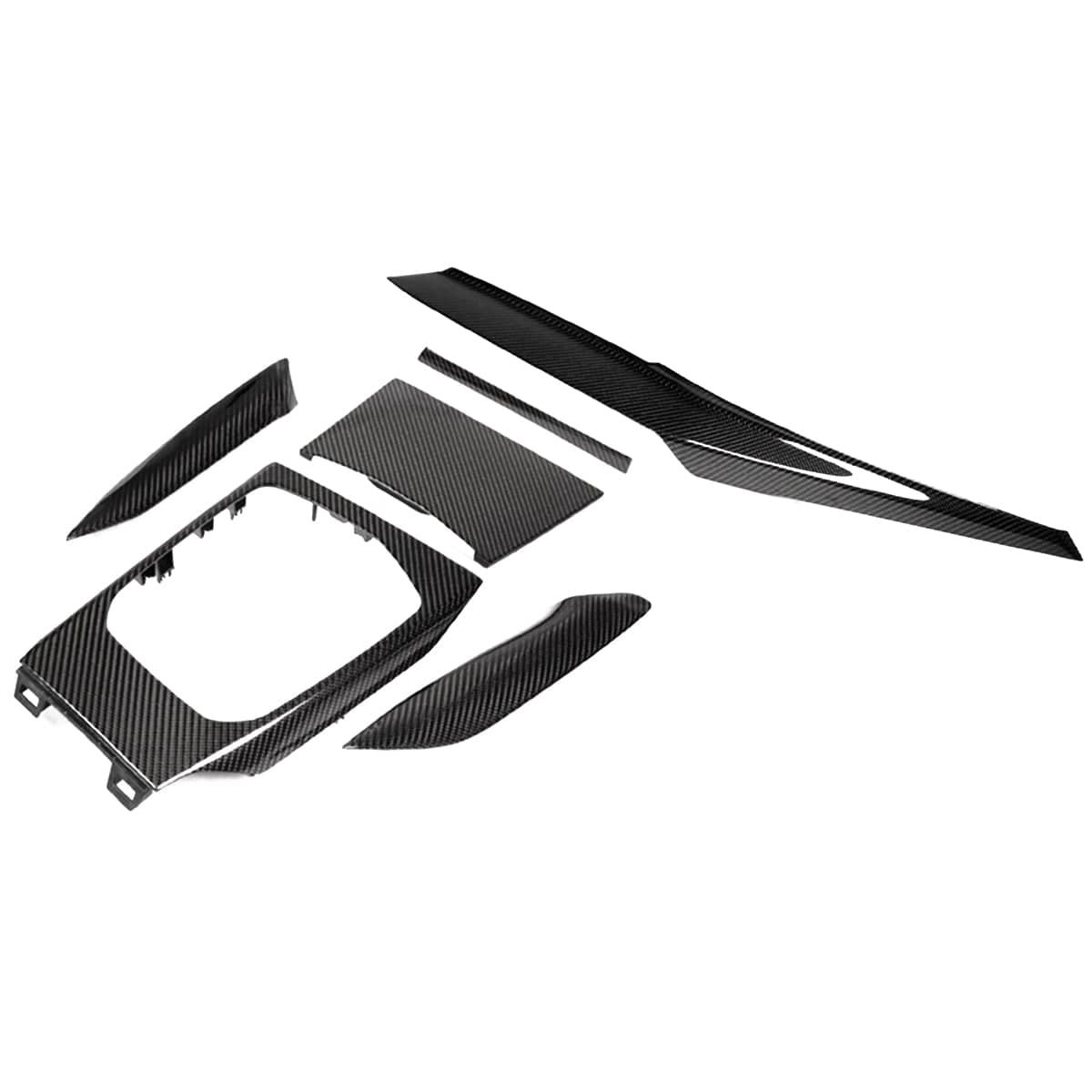 West Coast Euros Interior Carbon Fiber Center Console Trim Replacements (6 PC) - G80 M3 / G82 M4 / G87 M2 / G20 3 Series / G22 4 Series / G42 2 Series