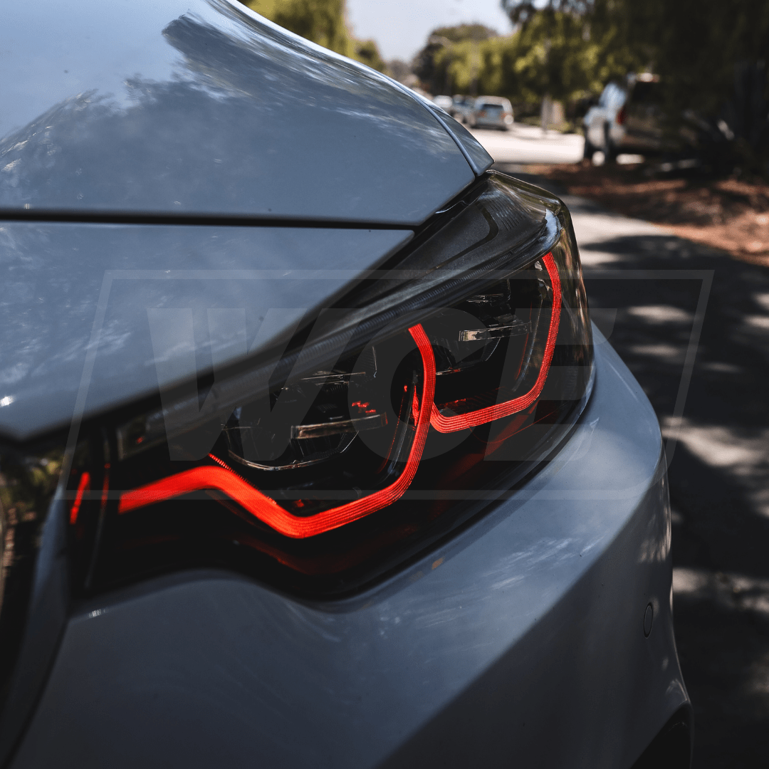West Coast Euros Lighting IKON Style YELLOW/WHITE/RED Color Switching LED Headlights (CODING INCLUDED) - BMW F80 M3 / F82 M4 / F32 4 Series