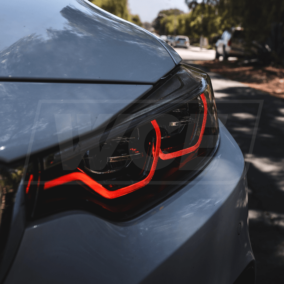West Coast Euros Lighting IKON Style YELLOW/WHITE/RED Color Switching LED Headlights (CODING INCLUDED) - BMW F80 M3 / F82 M4 / F32 4 Series