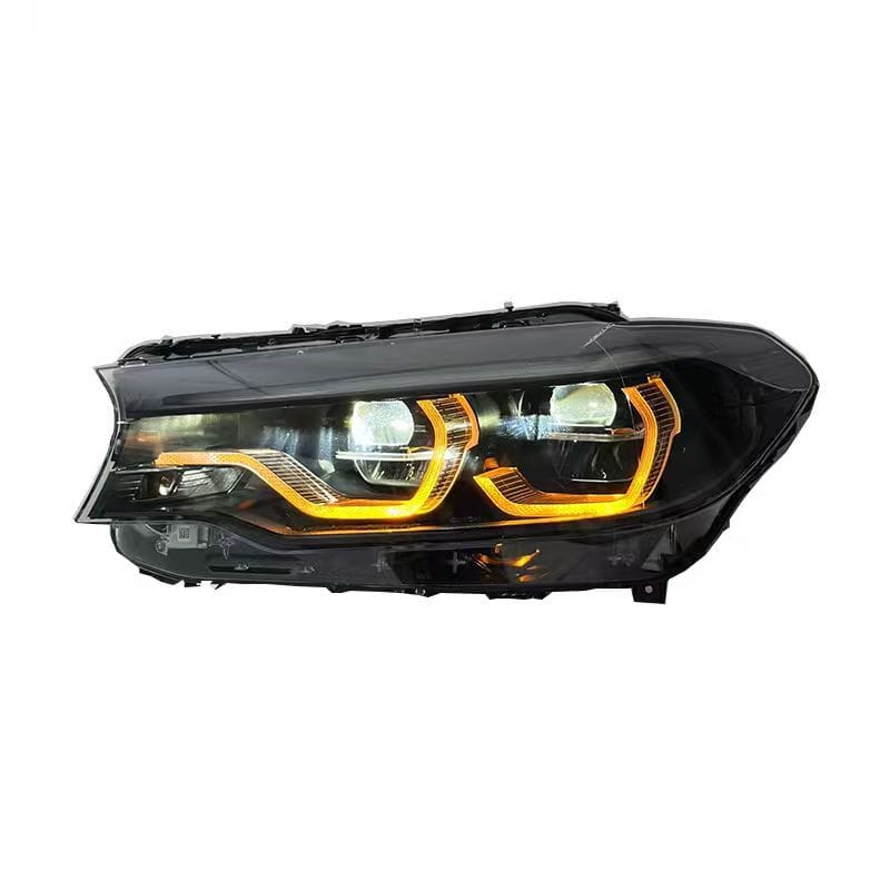 West Coast Euros Lighting Non-IKON Headlight Pre-LCI (2017-2020) IKON Style Yellow/White/Amber Tri Color Switching Smoked LED Headlights - G30 5 Series (2018-2020)