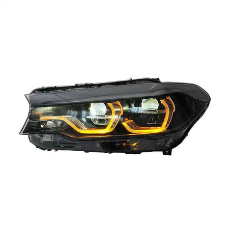 West Coast Euros Lighting Non-IKON Headlight Pre-LCI (2017-2020) IKON Style Yellow/White/Amber Tri Color Switching Smoked LED Headlights - G30 5 Series (2018-2020)